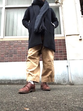 「STILL BY HAND」｜「アイテム（チェスターコート）」を使った、MINOさん（メンズ・165cm）の冬コーディネート