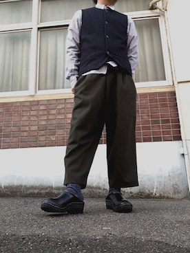 「BASISBROEK（バシスブルック）のアイテム（その他パンツ）」を使った、MINOさん（メンズ・165cm）の冬コーディネート