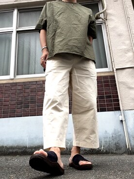 「BASISBROEK（バシスブルック）のアイテム（トップス）」を使った、MINOさん（メンズ・165cm）の夏コーディネート