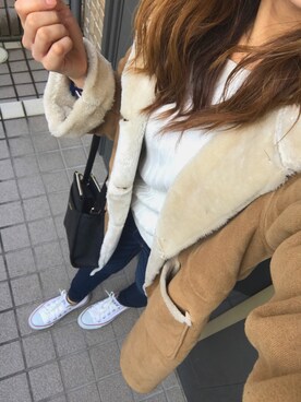 「Samansa Mos2（サマンサ モスモス）のアイテム（ムートンコート）」を使った、Risachin☺︎♡さん（レディース・158cm）の冬コーディネート