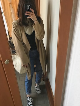 「BAYFLOW(BAYFLOW)」｜「アイテム（トレンチコート）」を使った、Risachin☺︎♡さん（レディース・158cm）の春コーディネート