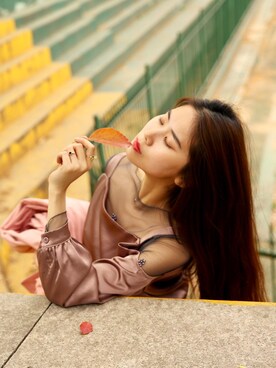 「アイテム（その他トップス、ブラウン系）」を使った、summersunny7さん（レディース・167cm）の春コーディネート