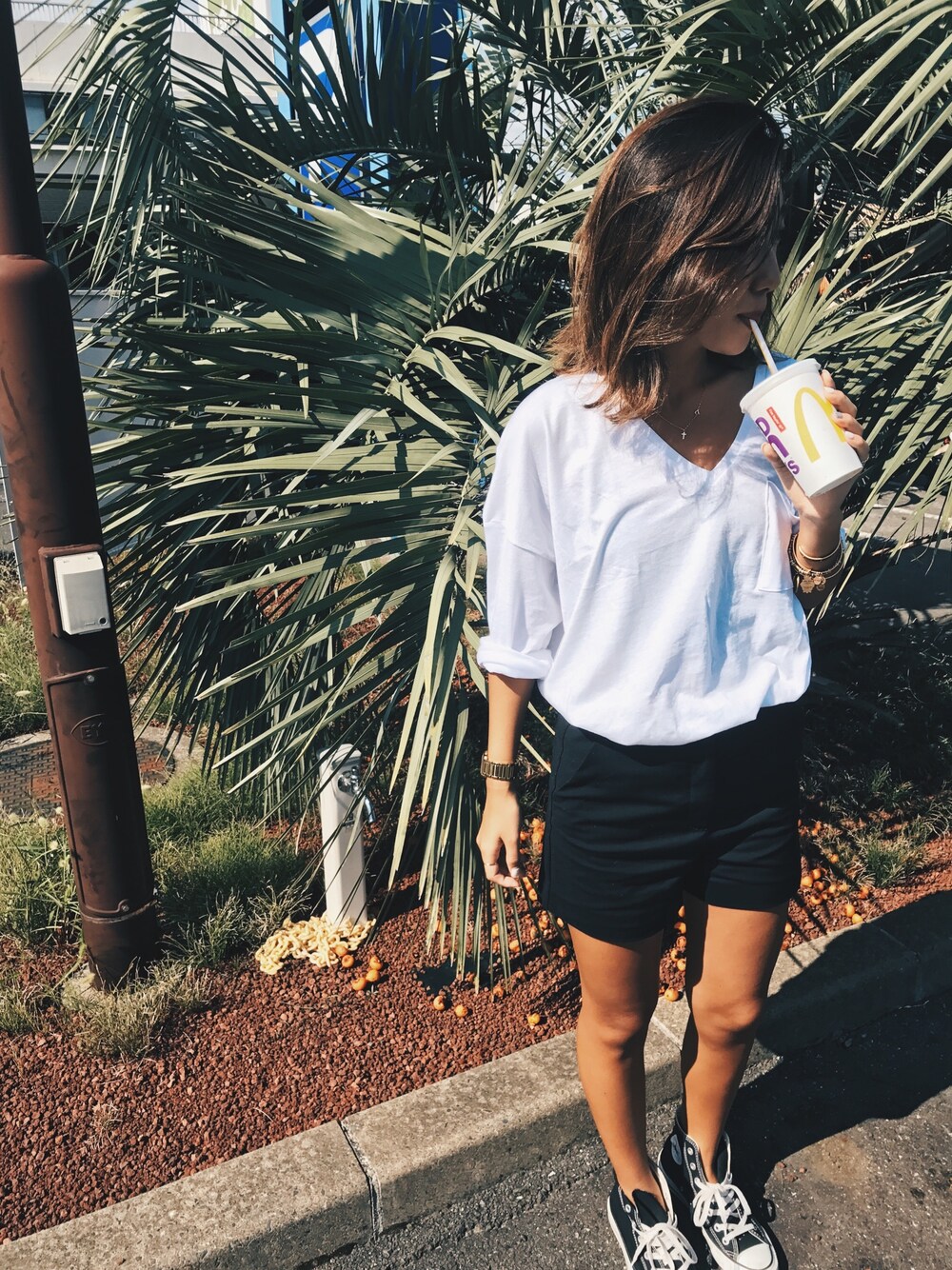 「ZARA、ザラジョ、ザラ、シンプルコーデ、プチプラコーデ」｜「ZARAのアイテム（Tシャツ/カットソー、ホワイト系）」を使った、yamachanさん（レディース・160cm）の秋コーディネートの1枚目の写真