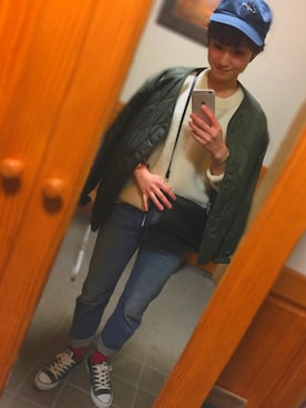 「TODAYFUL（トゥデイフル）のJAKE'sデニム（デニムパンツ）」を使った、piさん（レディース・160cm）の冬コーディネート