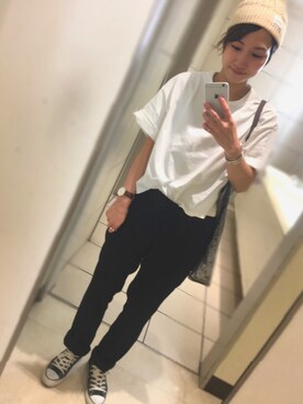 「Daniel Wellington（ダニエルウェリントン）の【Daniel Wellington】レザーバンド３６ＭＭ（アナログ腕時計）」を使った、piさん（レディース・160cm）の夏コーディネート