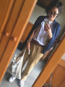 「TODAYFUL（トゥデイフル）のVintageトートバッグ（トートバッグ）」を使った、piさん（レディース・160cm）の秋コーディネート