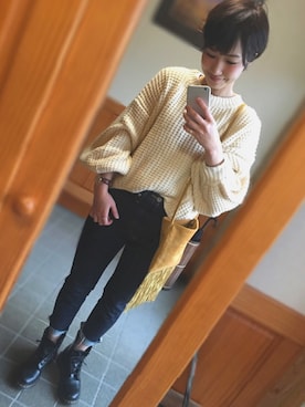 「Daniel Wellington（ダニエルウェリントン）の【Daniel Wellington】レザーバンド３６ＭＭ（アナログ腕時計）」を使った、piさん（レディース・160cm）の冬コーディネート