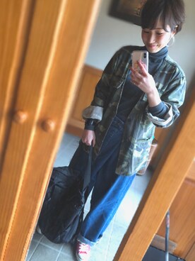 「TODAYFUL（トゥデイフル）のベンドフレームピアス（ピアス（両耳用））」を使った、piさん（レディース・160cm）の春コーディネート