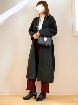 「coca（coca）（コカ）のアイテム（ノーカラージャケット）」を使った、Yayoiさん（レディース・169cm）の冬コーディネート