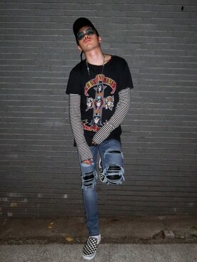 「アイテム（スリッポン、その他）」を使った、HiЯØKiさん（メンズ・176cm）の夏コーディネート