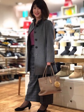 「おとなコーデ」｜「アイテム（その他アウター）」を使った、ゆかぴさん（レディース・159cm）の冬コーディネート