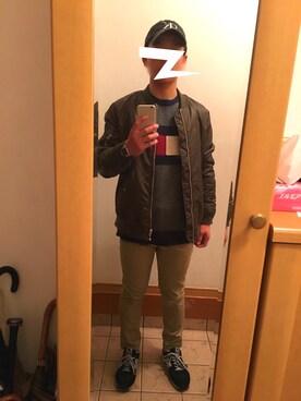 「TOMMY HILFIGER」｜「アイテム（MA-1）」を使った、ゆうたさん（メンズ・170cm）の秋コーディネート