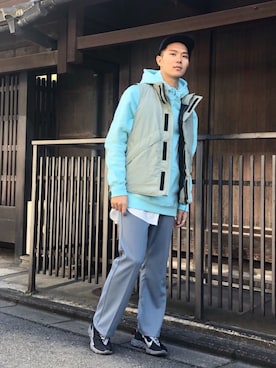 「WILD THINGS（ワイルドシングス）のアイテム（ダウンベスト）」を使った、Reiyaさん（メンズ・179cm）の秋コーディネート