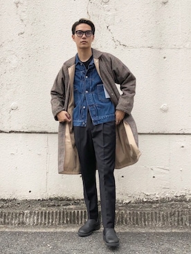 「アイテム（ステンカラーコート）」を使った、Reiyaさん（メンズ・179cm・20代）の秋コーディネート