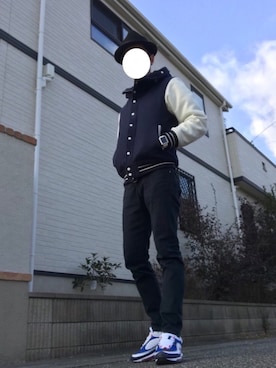 「BEAMS（ビームス）のアイテム（スタジャン）」を使った、sasaさん（メンズ・176cm）の冬コーディネート