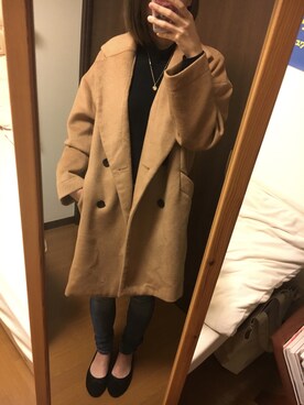 「Another Edition（アナザーエディション）のアイテム（チェスターコート）」を使った、megさん（レディース・161cm）の冬コーディネート