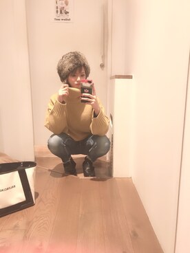 「Ungrid（アングリッド）のインディゴフレイドヘムストスリ（デニムパンツ）」を使った、のりさん。さん（レディース・158cm）の秋コーディネート