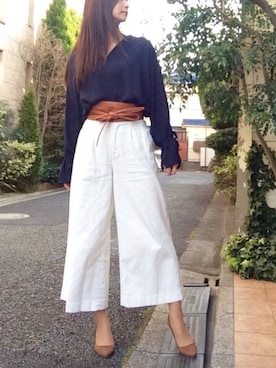 「サッシュベルト」｜「アイテム（ブルゾン）」を使った、Erikoさん（レディース・165cm）の春コーディネート