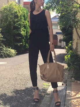 「サッシュベルト」｜「アイテム（つなぎ/オールインワン）」を使った、Erikoさん（レディース・165cm）の夏コーディネート