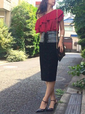 「MORGAN（モルガン）のアイテム」を使った、Erikoさん（レディース・165cm）の秋コーディネート