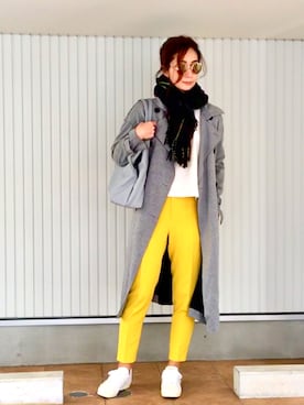 「PLST（プラステ）のアイテム（トレンチコート）」を使った、Erikoさん（レディース・165cm）の冬コーディネート