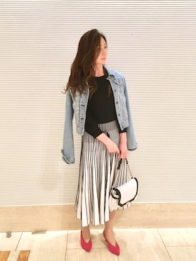 「Abercrombie&Fitch（アバークロンビーアンドフィッチ）のアイテム（デニムジャケット）」を使った、Erikoさん（レディース・165cm）の春コーディネート