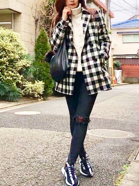 「31 Sons de mode（トランテアン　ソン　ドゥ　モード）のアイテム（ステンカラーコート）」を使った、Erikoさん（レディース・165cm）の冬コーディネート