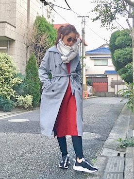 「PLST（プラステ）のアイテム（トレンチコート）」を使った、Erikoさん（レディース・165cm）の春コーディネート