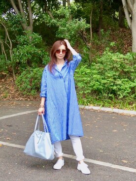 「HANES（ヘインズ）の【OUTLET STORE PRICE】【Hanes/ヘインズ】ジャパンフィット JAPAN FIT 【2枚組】クルーネックTシャツ（Tシャツ/カットソー）」を使った、Erikoさん（レディース・165cm）の夏コーディネート