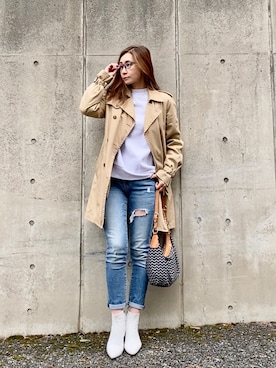 「GAP（ギャップ）のアイテム（トレンチコート）」を使った、Erikoさん（レディース・165cm）の春コーディネート