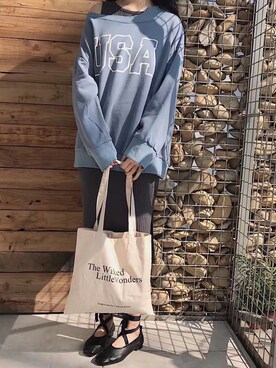 「原创のアイテム（パーカー、ブルー系）」を使った、臧臧臧臧啾さんの冬コーディネート