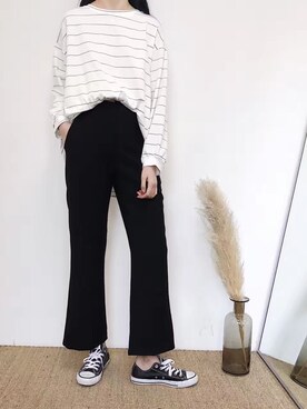 「原创のアイテム（Tシャツ/カットソー、ホワイト系）」を使った、臧臧臧臧啾さんの冬コーディネート