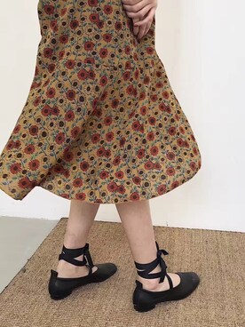 「原创のアイテム（ワンピース、イエロー系）」を使った、臧臧臧臧啾さんの冬コーディネート