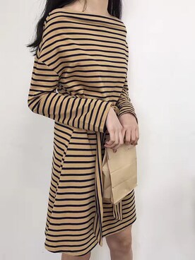 「原创のアイテム（ワンピース、イエロー系）」を使った、臧臧臧臧啾さんの冬コーディネート