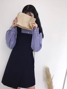 「原创のアイテム（ワンピース/ドレス、ブラック系）」を使った、臧臧臧臧啾さんの冬コーディネート