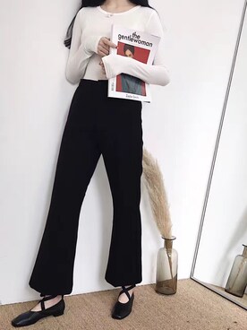 「原创のアイテム（ニット/セーター、ホワイト系）」を使った、臧臧臧臧啾さんの冬コーディネート