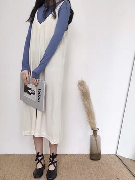 「原创のアイテム（ワンピース、ホワイト系）」を使った、臧臧臧臧啾さんの冬コーディネート