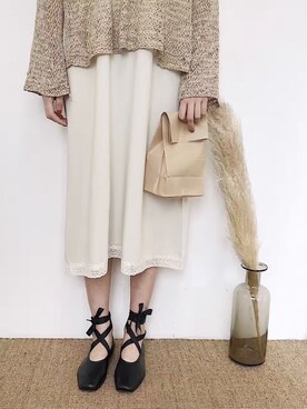 「原创のアイテム（ニット/セーター、ベージュ系）」を使った、臧臧臧臧啾さんの冬コーディネート