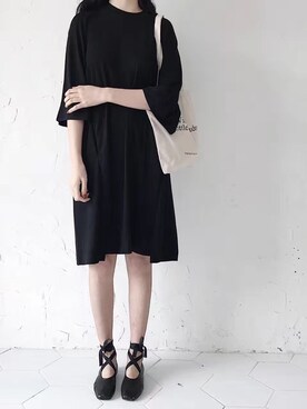 「原创のアイテム（ワンピース、ブラック系）」を使った、臧臧臧臧啾さんの冬コーディネート