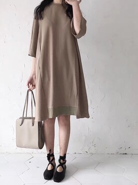 「原创のアイテム（ワンピース、ベージュ系）」を使った、臧臧臧臧啾さんの冬コーディネート