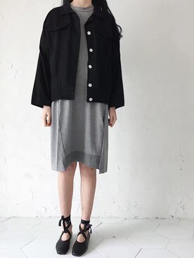 「原创のアイテム（デニムジャケット、ブラック系）」を使った、臧臧臧臧啾さんの冬コーディネート