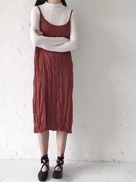 「原创のアイテム（ワンピース、レッド系）」を使った、臧臧臧臧啾さんの春コーディネート