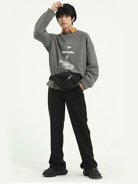 「HOOK（フック）のアイテム（チノパンツ）」を使った、-HOOK- officialさん（メンズ・178cm）の冬コーディネート