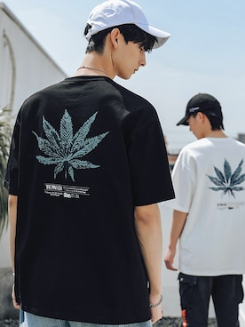 「HOOK（フック）のアイテム（Tシャツ/カットソー）」を使った、-HOOK- officialさん（メンズ・180cm）の夏コーディネート