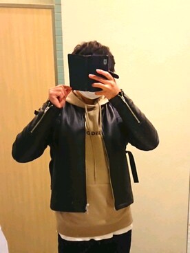 「URBAN RESEARCH Sonny Label（アーバンリサーチサニーレーベル）のアイテム（ライダースジャケット）」を使った、Siさん（メンズ・168cm）の冬コーディネート
