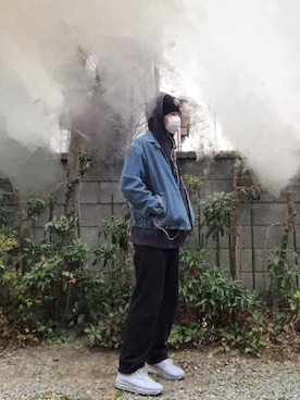 「AIR MAX」｜「アイテム（デニムジャケット）」を使った、Kさん（メンズ・179cm）の冬コーディネート