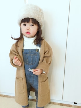 「コーディガン」｜「アイテム（オールインワン・サロペット）」を使った、ユ メ ガ ハ ク ＊さん（キッズ・90cm）の冬コーディネート