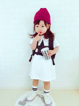 「omake（オマケ）のアイテム（トップス）」を使った、ユ メ ガ ハ ク ＊さん（キッズ・90cm）の春コーディネート