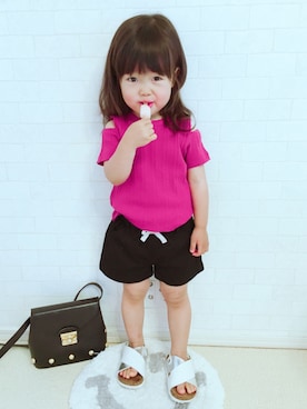 「omake（オマケ）のアイテム（トップス）」を使った、ユ メ ガ ハ ク ＊さん（キッズ・90cm）の春コーディネート