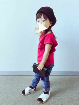 「omake（オマケ）のアイテム（トップス）」を使った、ユ メ ガ ハ ク ＊さん（キッズ・90cm）の夏コーディネート